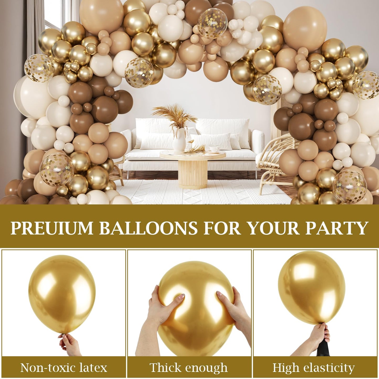 PEASUG Brown Balloon Arch Kit – Neutral Balloon Garland for Baby Showers & Parties