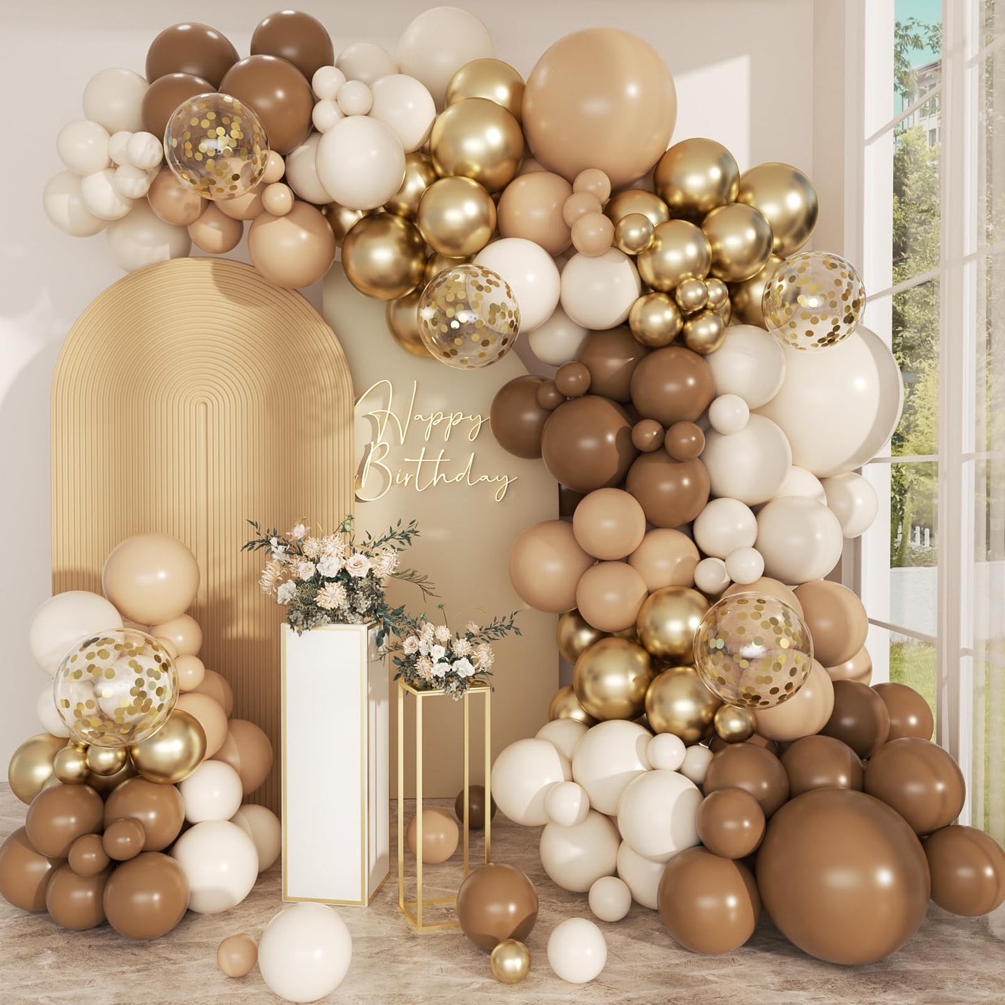 PEASUG Brown Balloon Arch Kit – Neutral Balloon Garland for Baby Showers & Parties
