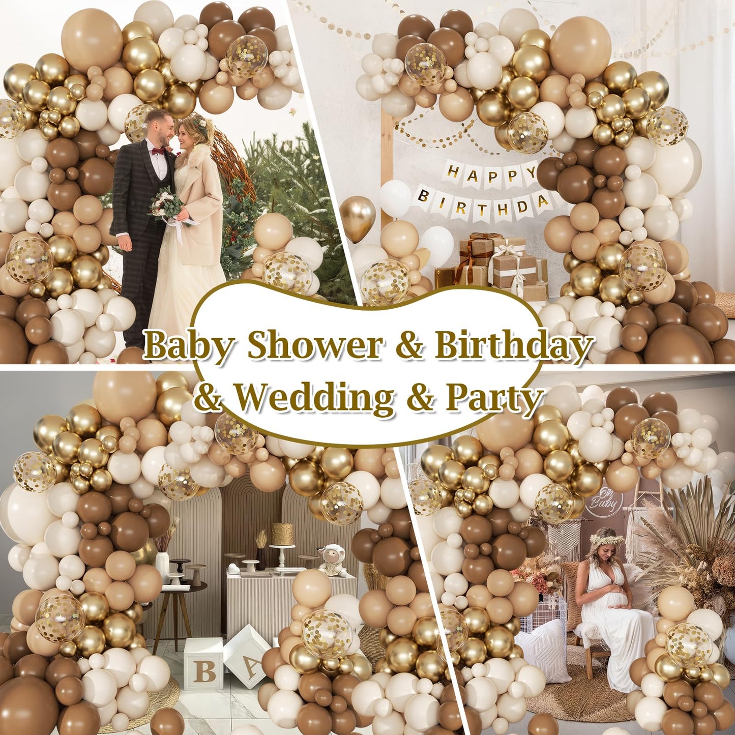 PEASUG Brown Balloon Arch Kit – Neutral Balloon Garland for Baby Showers & Parties