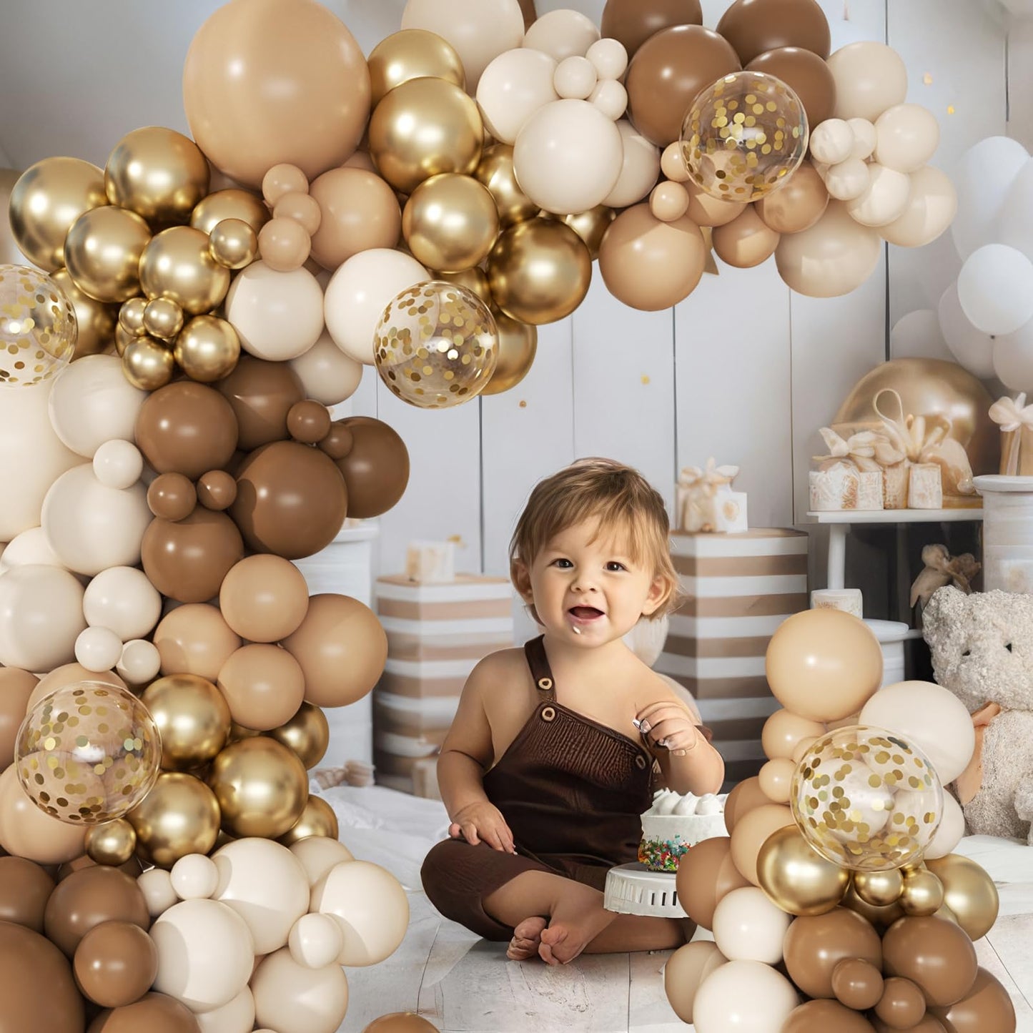 PEASUG Brown Balloon Arch Kit – Neutral Balloon Garland for Baby Showers & Parties