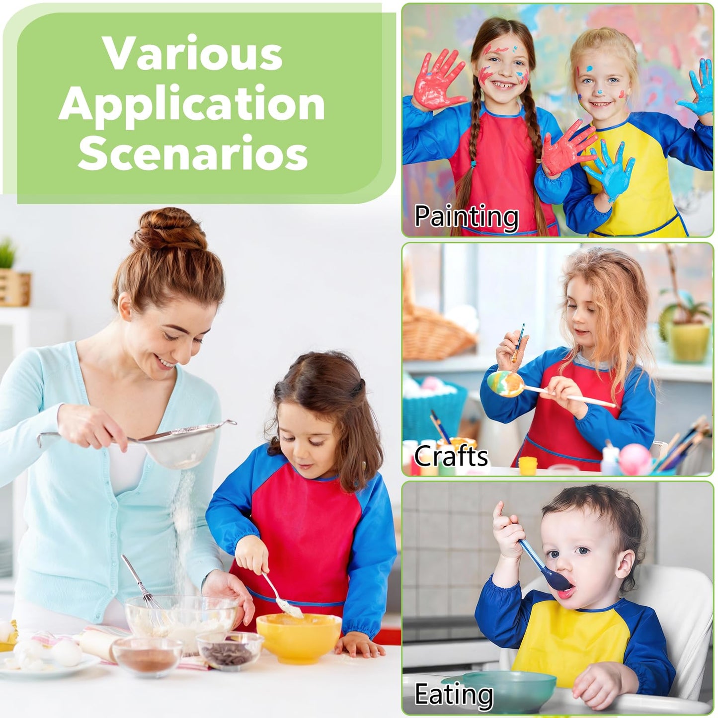 PEASUG 2 Pack Toddler Smocks | Waterproof Kids Art Aprons for Painting (Ages 3-8)