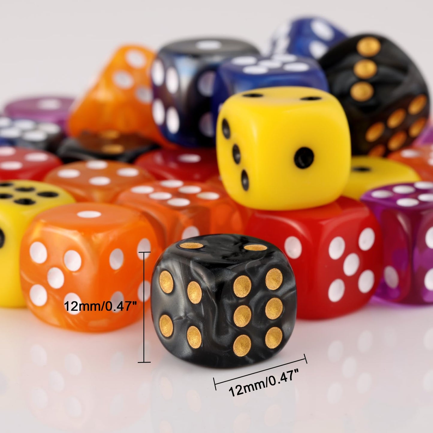 PECHOI 36-Piece Pearl Pattern Mini Dice Set – 12mm D6 with Portable Box