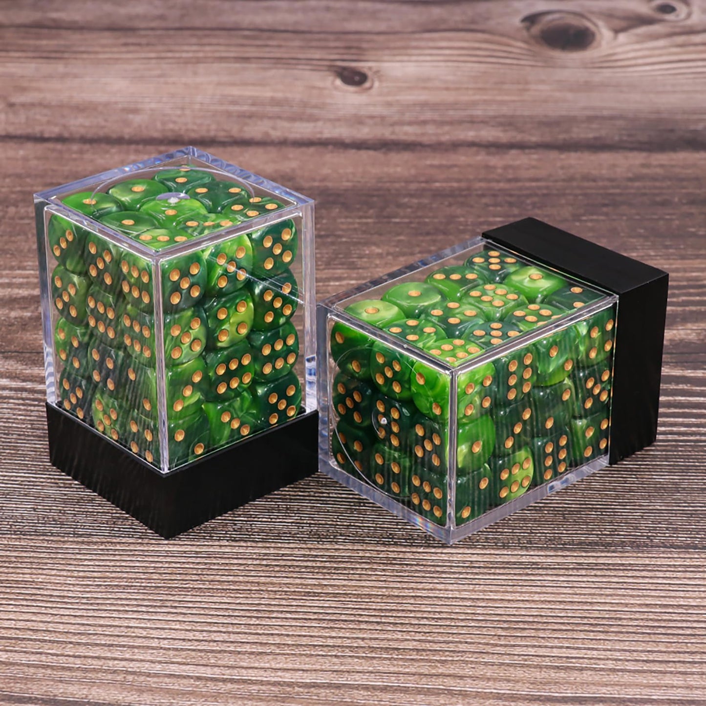 PECHOI 36 Mini Dice Set – 12mm D6 Dice in Dark & Light Green with Portable Box