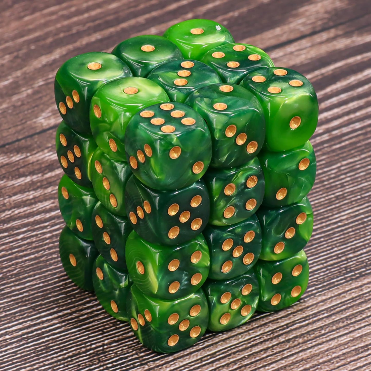 PECHOI 36 Mini Dice Set – 12mm D6 Dice in Dark & Light Green with Portable Box