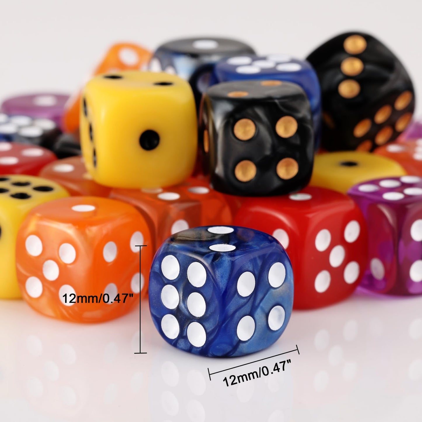 PECHOI 36-Piece 12mm Mini D6 Dice Set with Portable Box – Dark Blue & Black