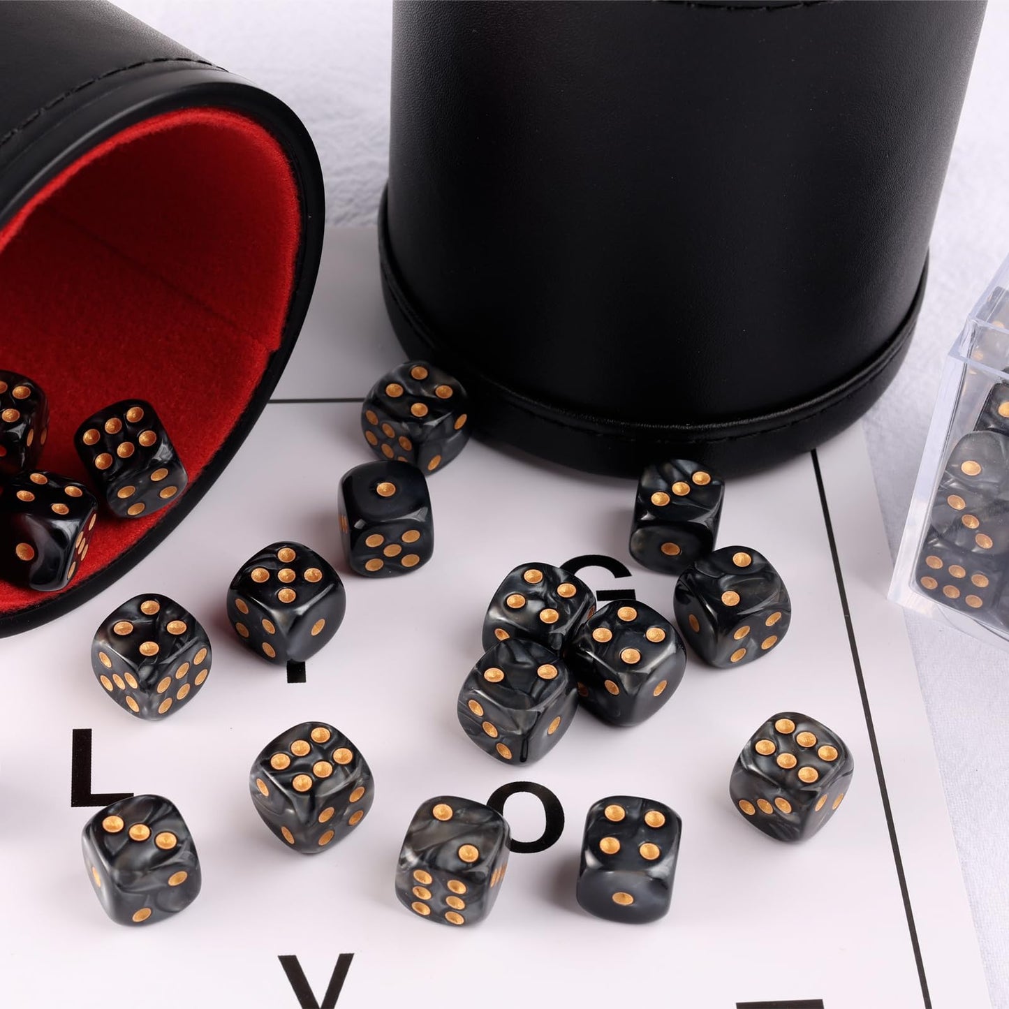 PECHOI 36-Piece Pearl Pattern Mini Dice Set – 12mm D6 with Portable Box