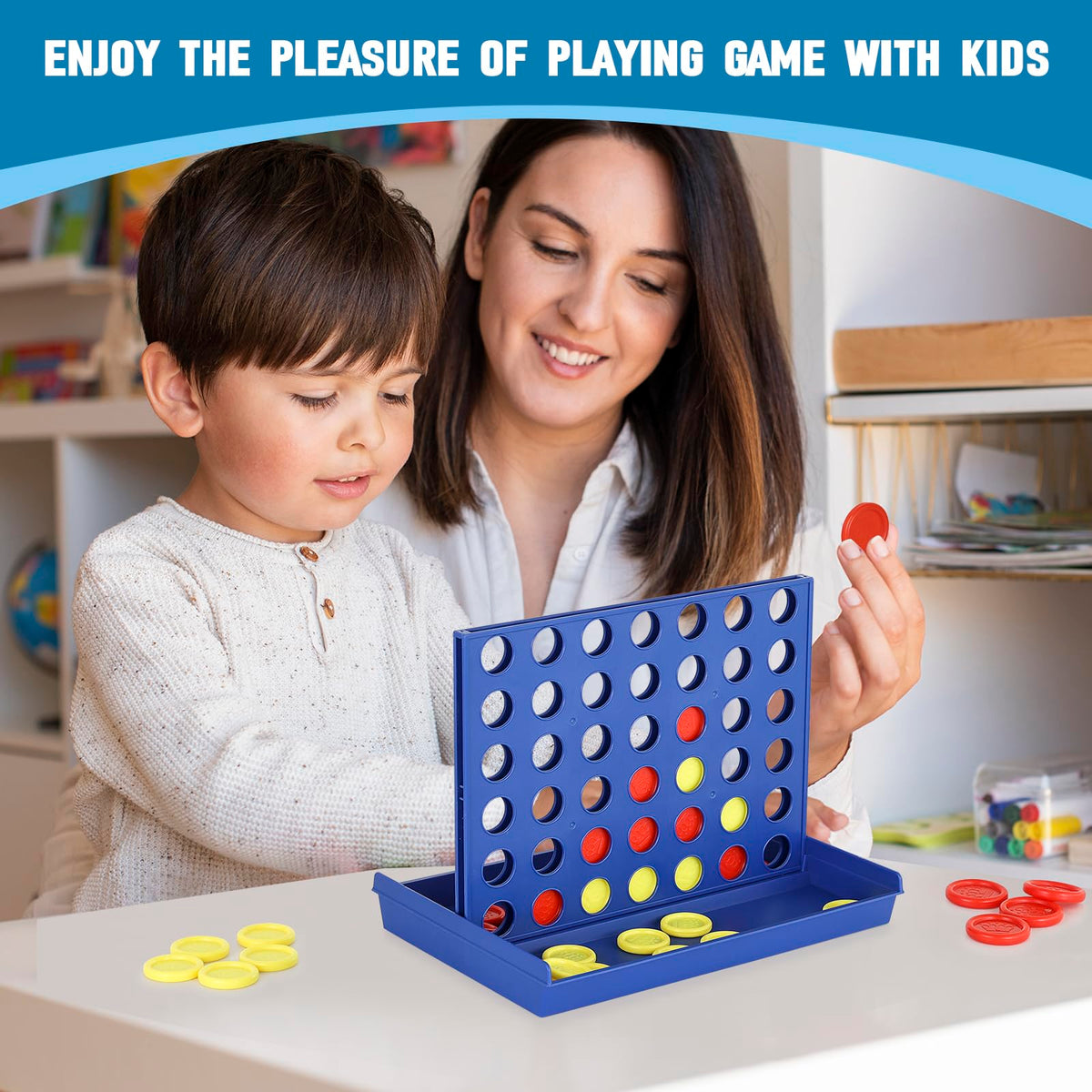 Pedolini 4 in a Row Travel Game – Portable Connect Four (9.4 x 6.8 in)