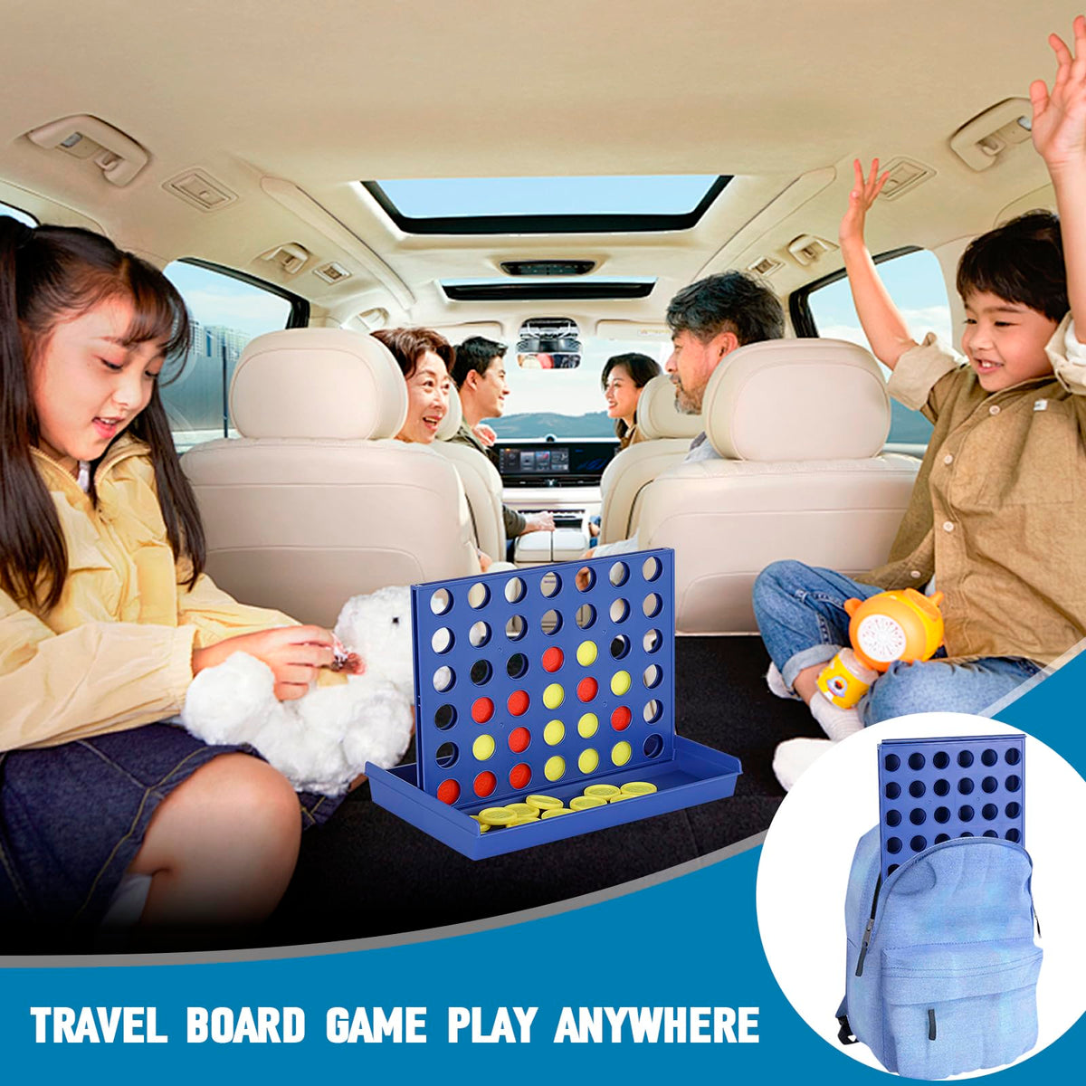 Pedolini 4 in a Row Travel Game – Portable Connect Four (9.4 x 6.8 in)