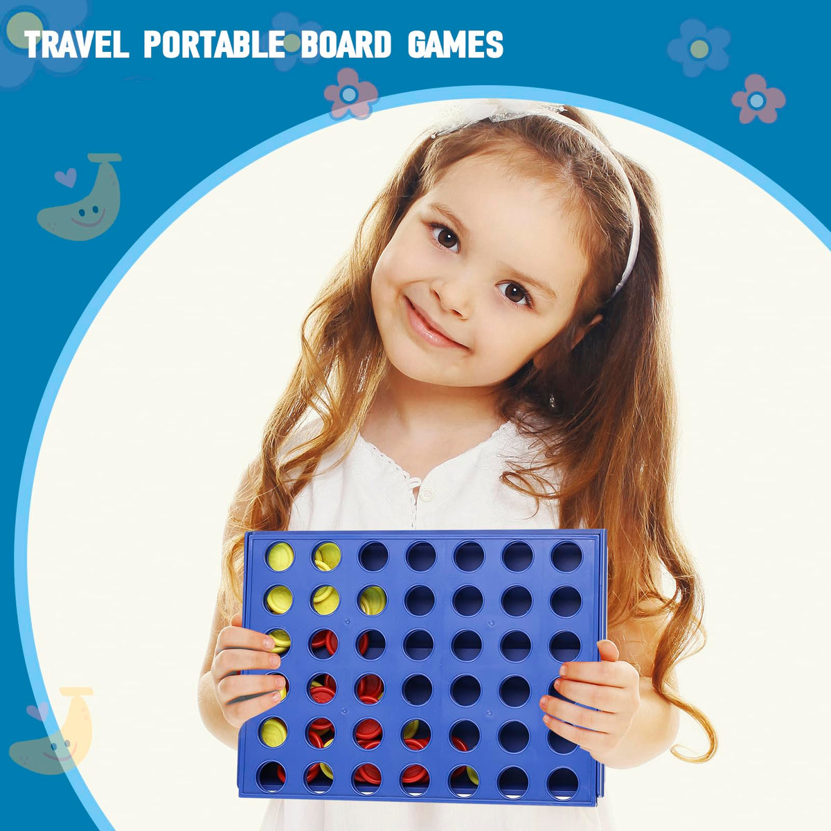 Pedolini 4 in a Row Travel Game – Portable Connect Four (9.4 x 6.8 in)