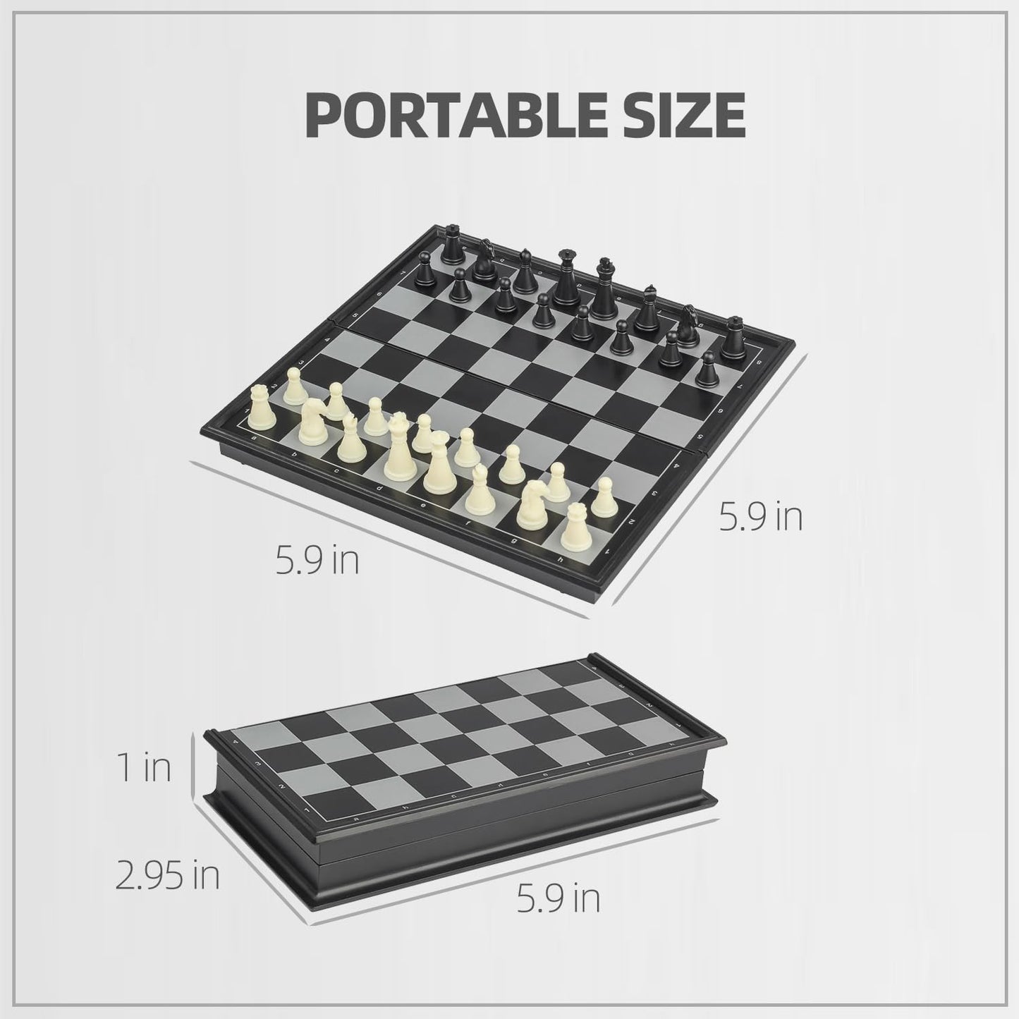 Pedolini Travel Chess Set: Magnetic Portable Folding Board, X-Small 5.9-Inch