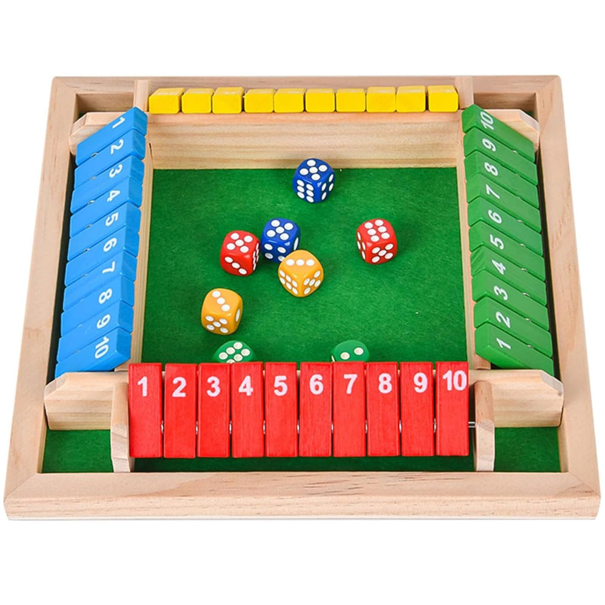 Pedolini Shut The Box Game – Wooden Travel Size 4-Way Close The Box, Family Math & Game Night
