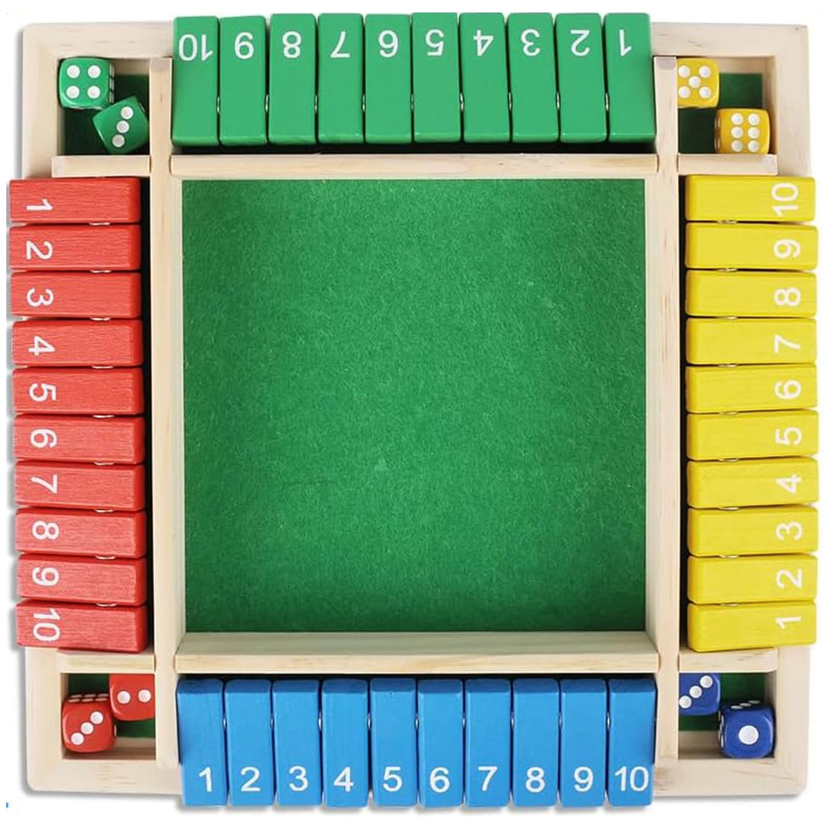 Pedolini Shut The Box Game – Wooden Travel Size 4-Way Close The Box, Family Math & Game Night