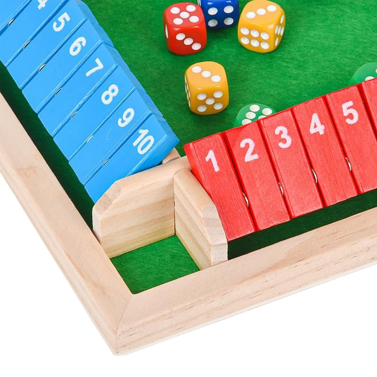 Pedolini Shut The Box Game – Wooden Travel Size 4-Way Close The Box, Family Math & Game Night