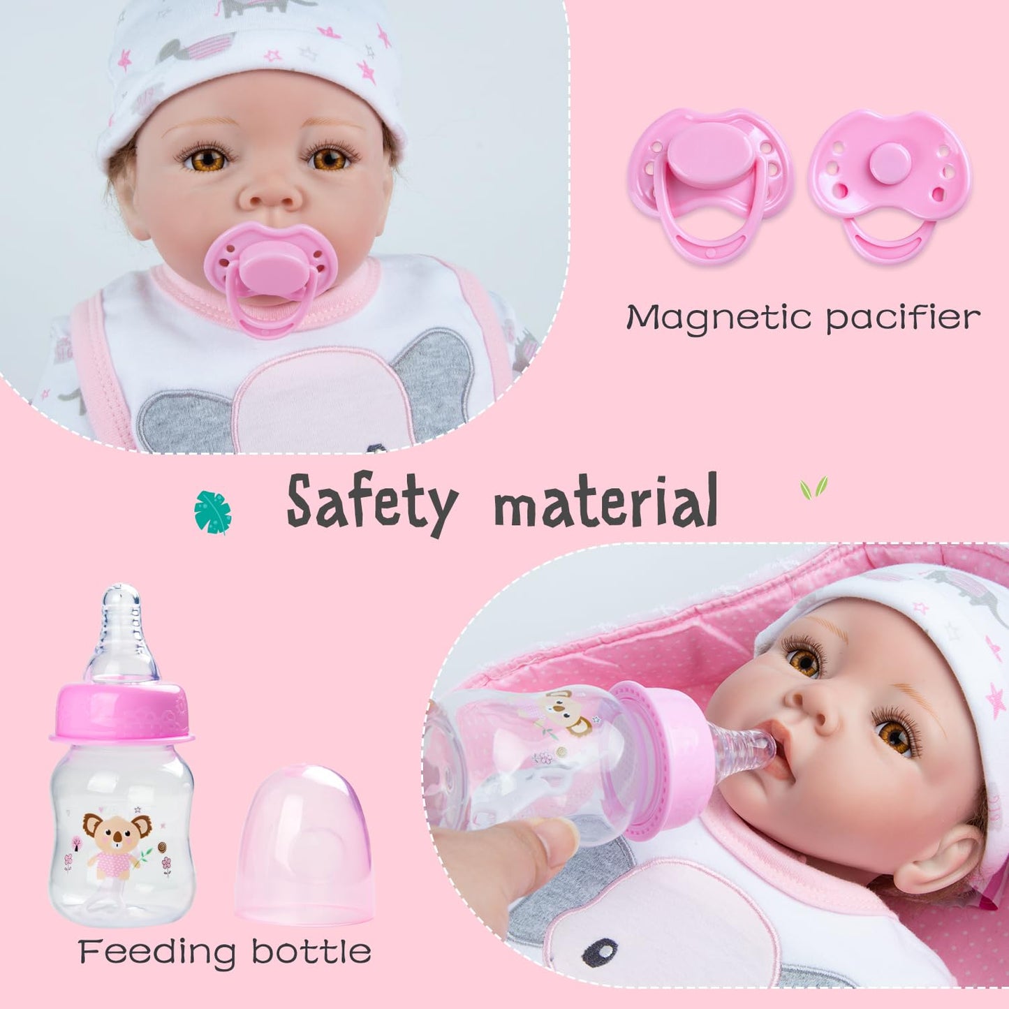 Pedolltree 13-Piece Pink Elephant Reborn Doll Clothes Set for 17–22 Inch Dolls
