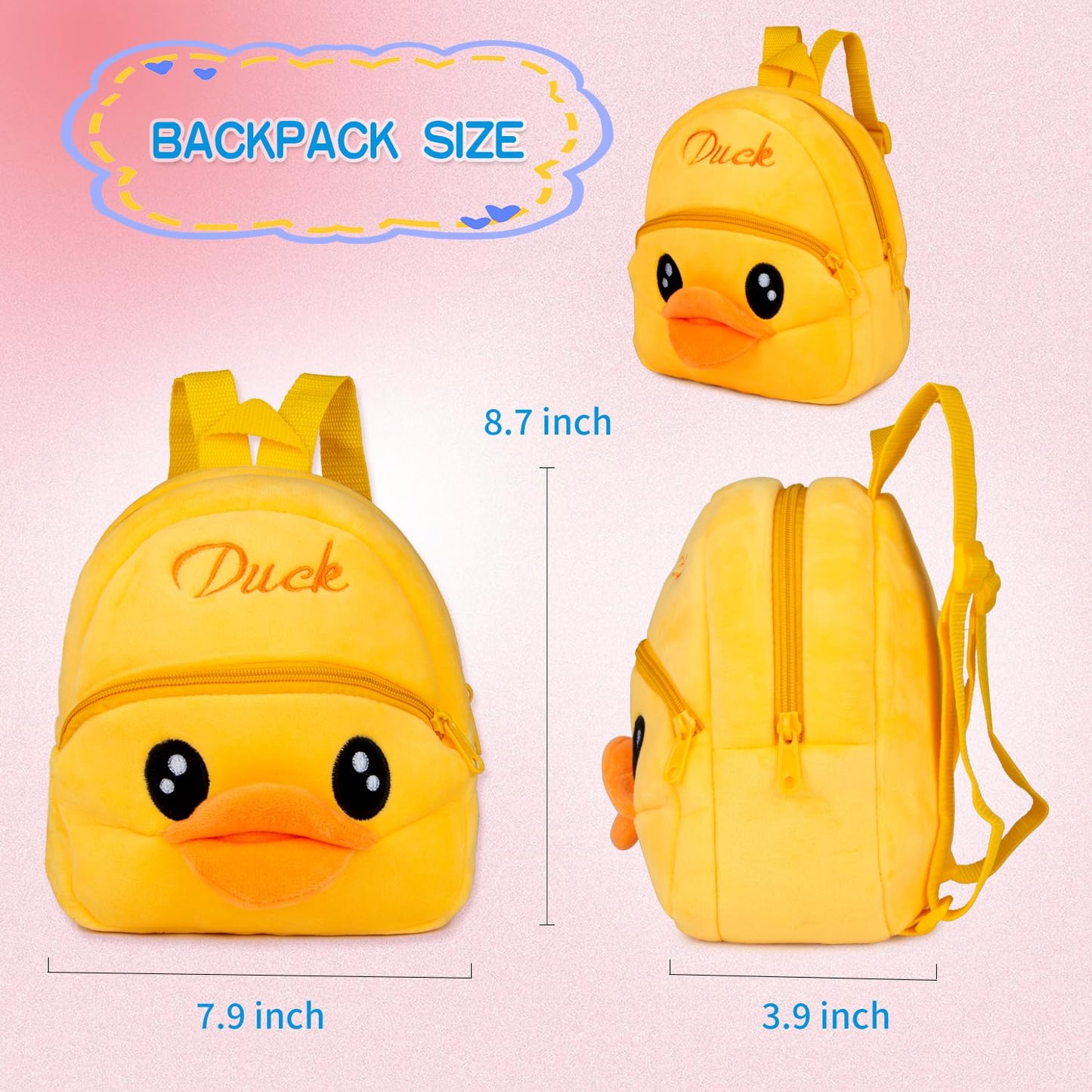 Pedolltree 12-Piece Reborn Doll Clothes Set with Yellow Duck Backpack for 17-22 Inch Dolls
