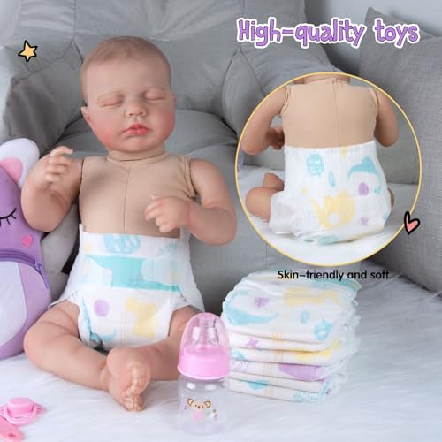 Pedolltree 10-Piece Reborn Doll Diaper Bag Care & Feeding Set with Unicorn Backpack (17-24 in)