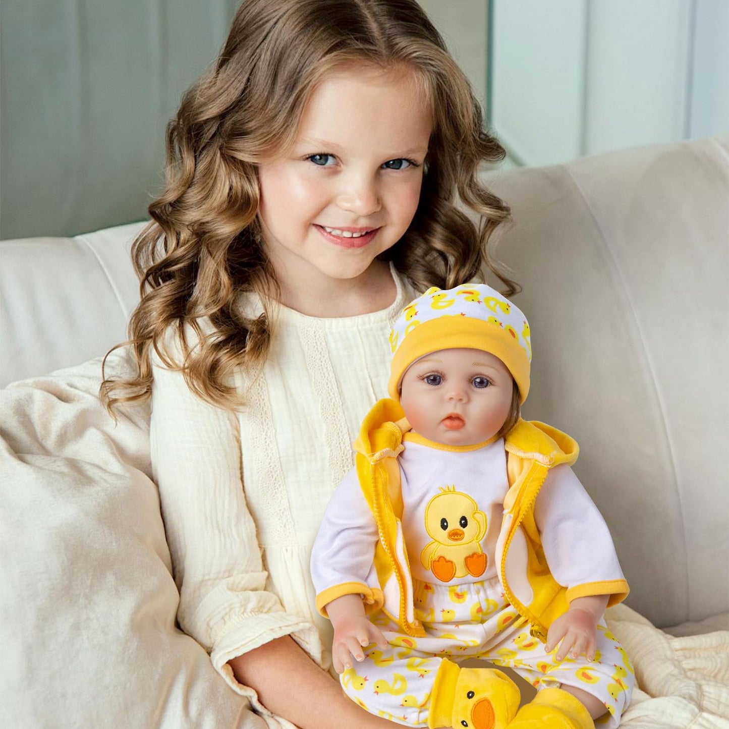 Pedolltree 12-Piece Reborn Doll Clothes Set with Yellow Duck Backpack for 17-22 Inch Dolls