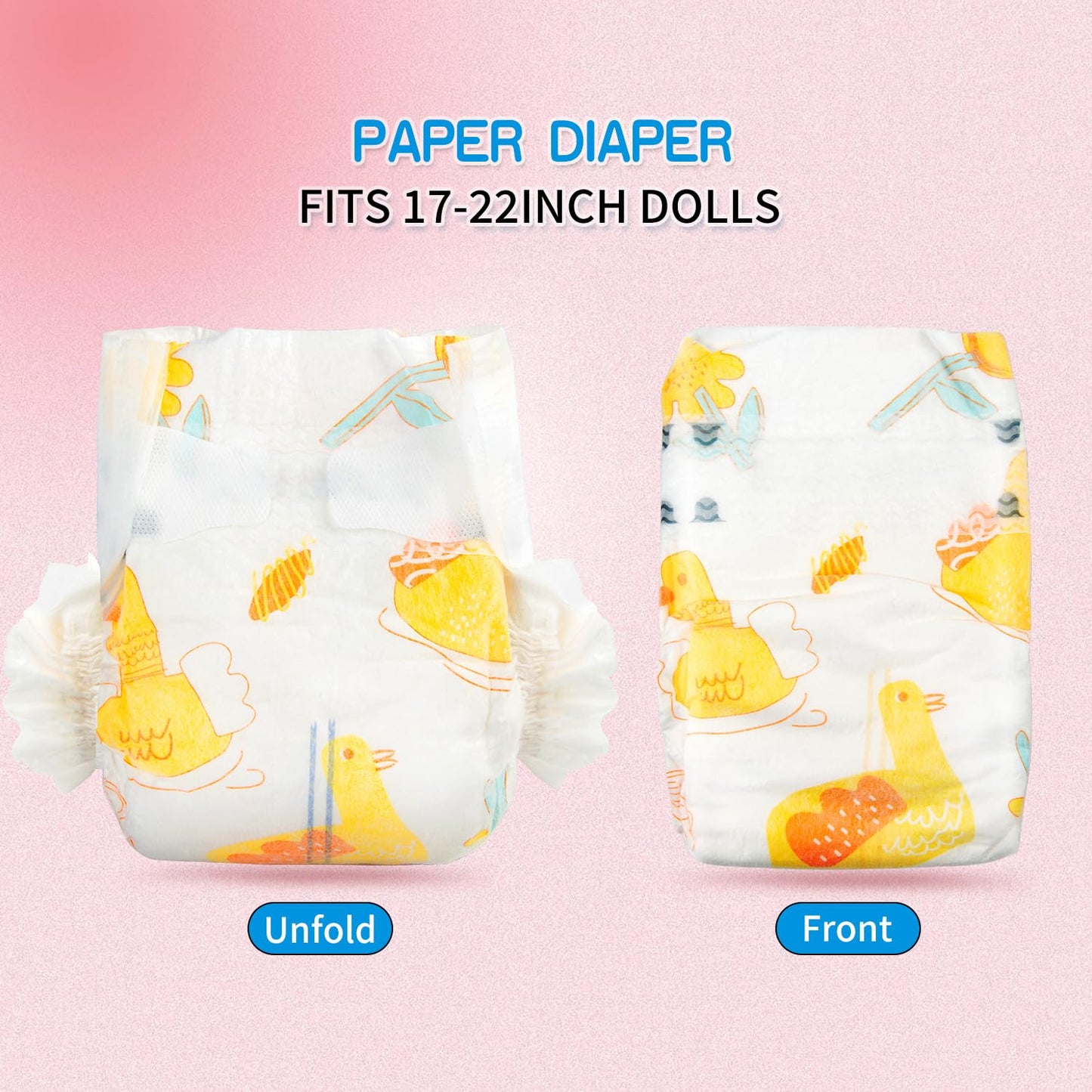 Pedolltree 12-Piece Reborn Doll Clothes Set with Yellow Duck Backpack for 17-22 Inch Dolls