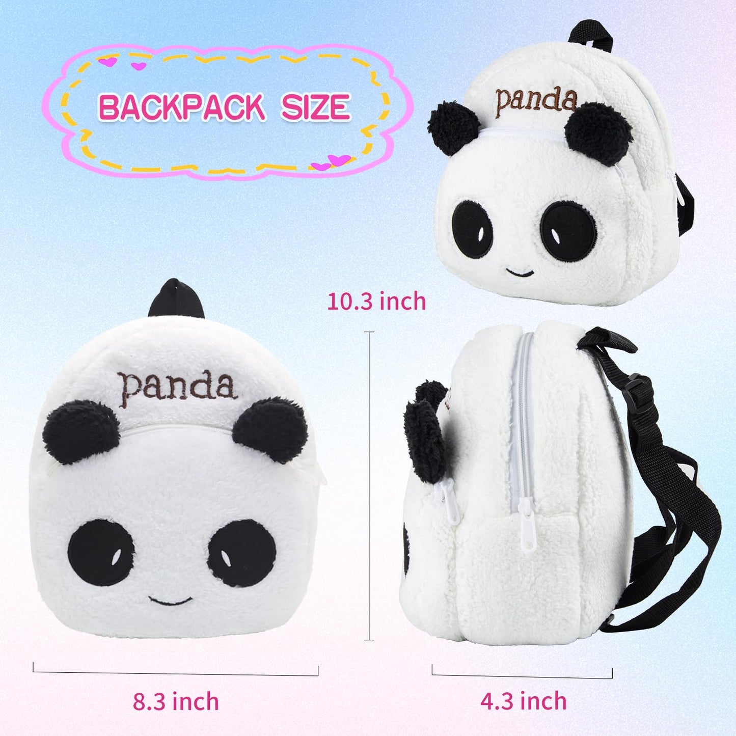 Pedolltree Reborn Doll Clothes Panda 11-Piece Set for 17-19 Inch Dolls with Backpack & Diaper