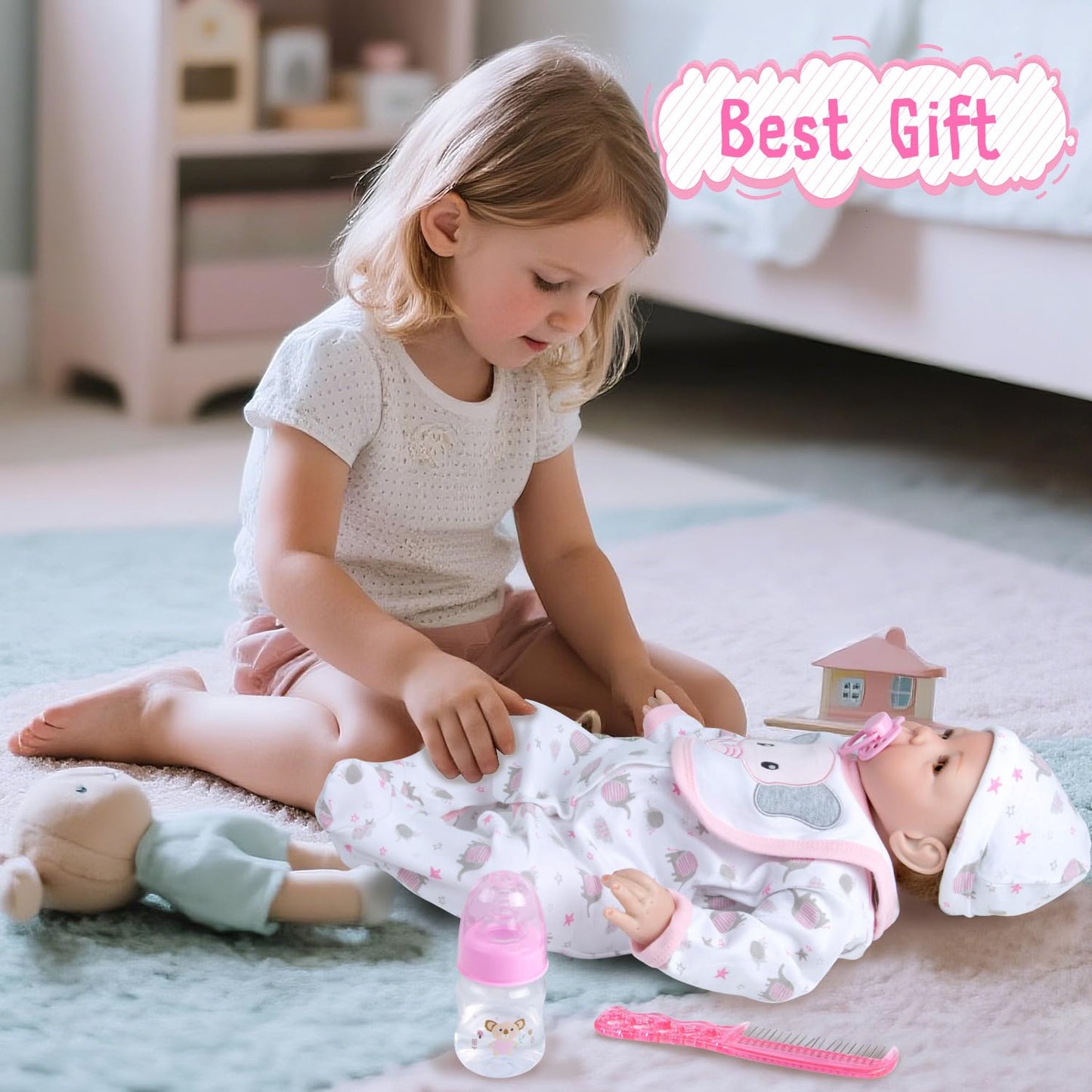 Pedolltree 13-Piece Pink Elephant Reborn Doll Clothes Set for 17–22 Inch Dolls