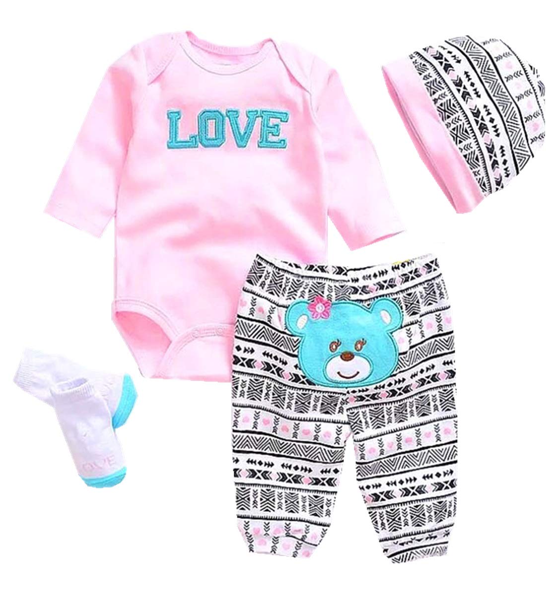 Pedolltree Reborn Dolls Pink Outfit Set for 20-22 inch Dolls | Hat, Shirt, Trousers, Sock