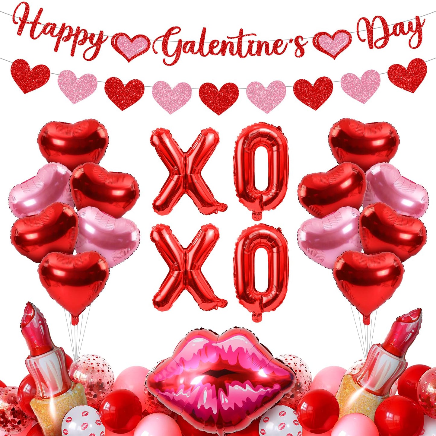 Pekeng 53pc Galentines Day Decorations Kit — Balloons, Banners & More for Galentine Nights
