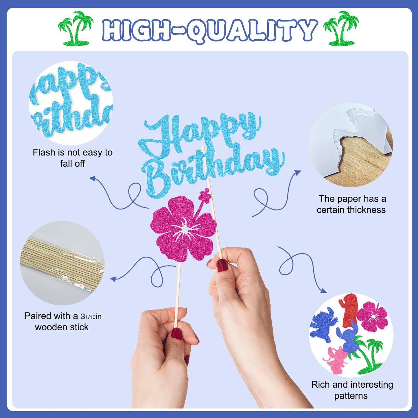 pekeng 10pcs Glitter Cartoon Birthday Cake Toppers – Cute Party Decor for Kids