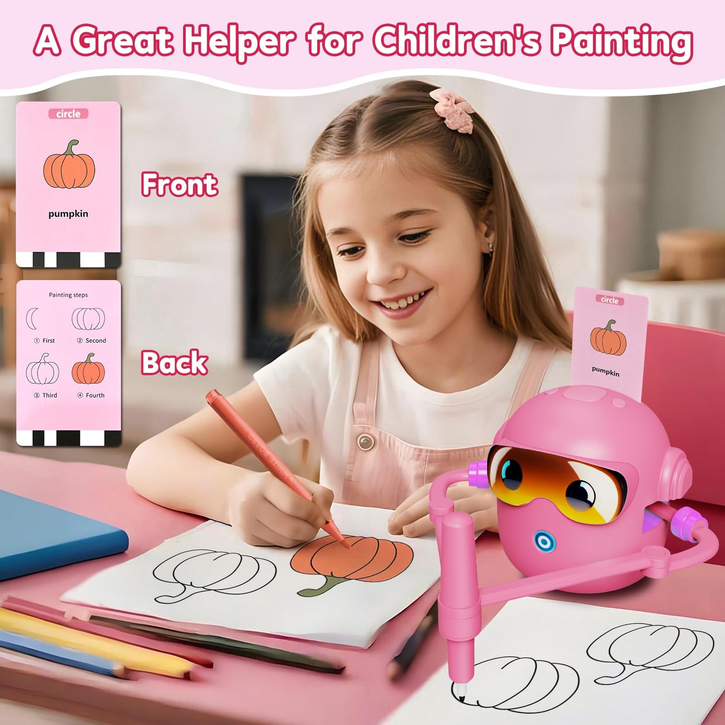 Peledic Drawing Robot for Kids – Montessori-Inspired Learning, 100 Cards, 12 Pens, Voice Interaction