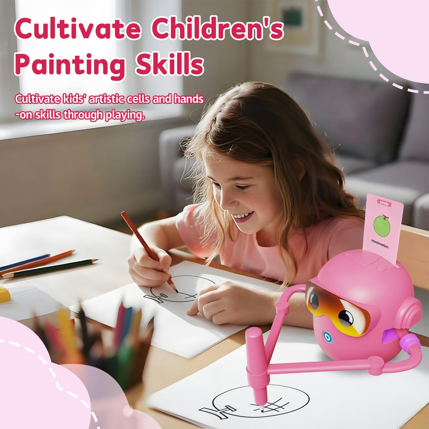 Peledic Drawing Robot for Kids – Montessori-Inspired Learning, 100 Cards, 12 Pens, Voice Interaction