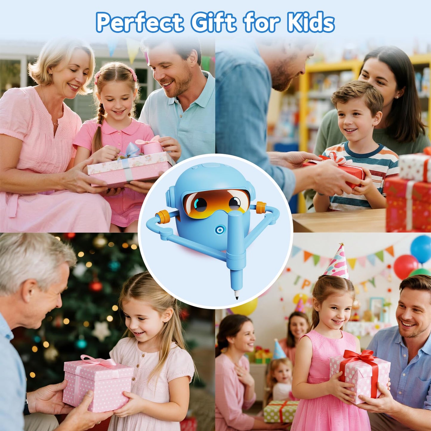 Peledic Drawing Robot for Kids – Montessori Art Toy, 100 Cards, 12 Pens, Voice Interaction