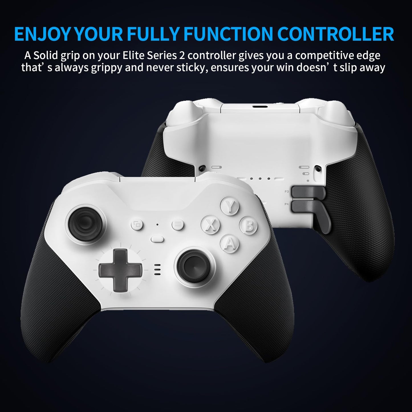 Pelidox Front & Back Housing Shell with Grip Cover for Elite Series 2 Controller – White