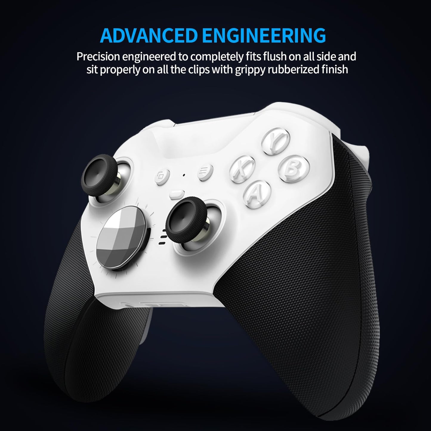Pelidox Front & Back Housing Shell with Grip Cover for Elite Series 2 Controller – White