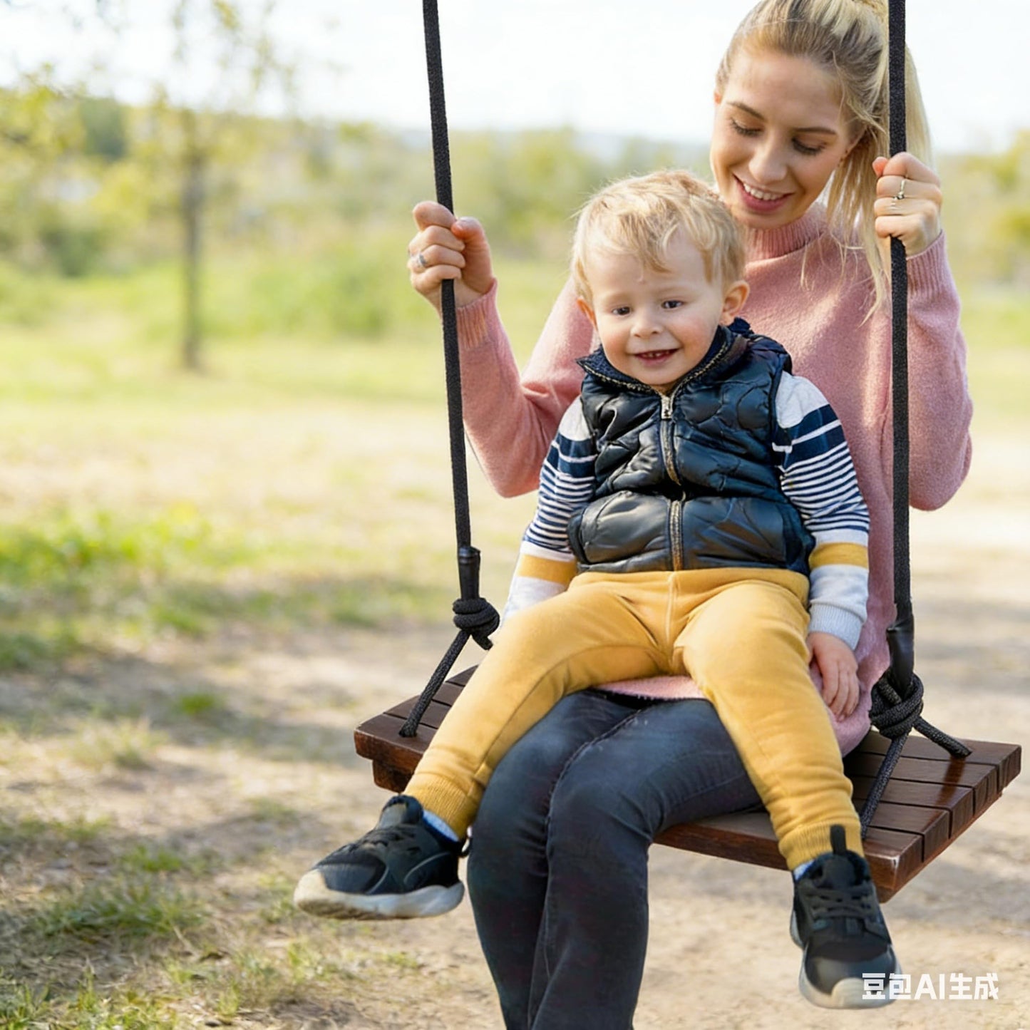 PELLOR Wood Swing Seat – Carbonized Hanging Swing, 550 lb Load, Indoor Outdoor