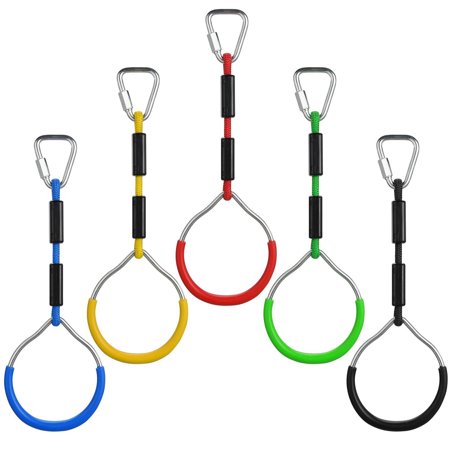 PELLOR Hanging Ninja Rings – Durable Gym Rings for Backyard Obstacle Courses and Family Play