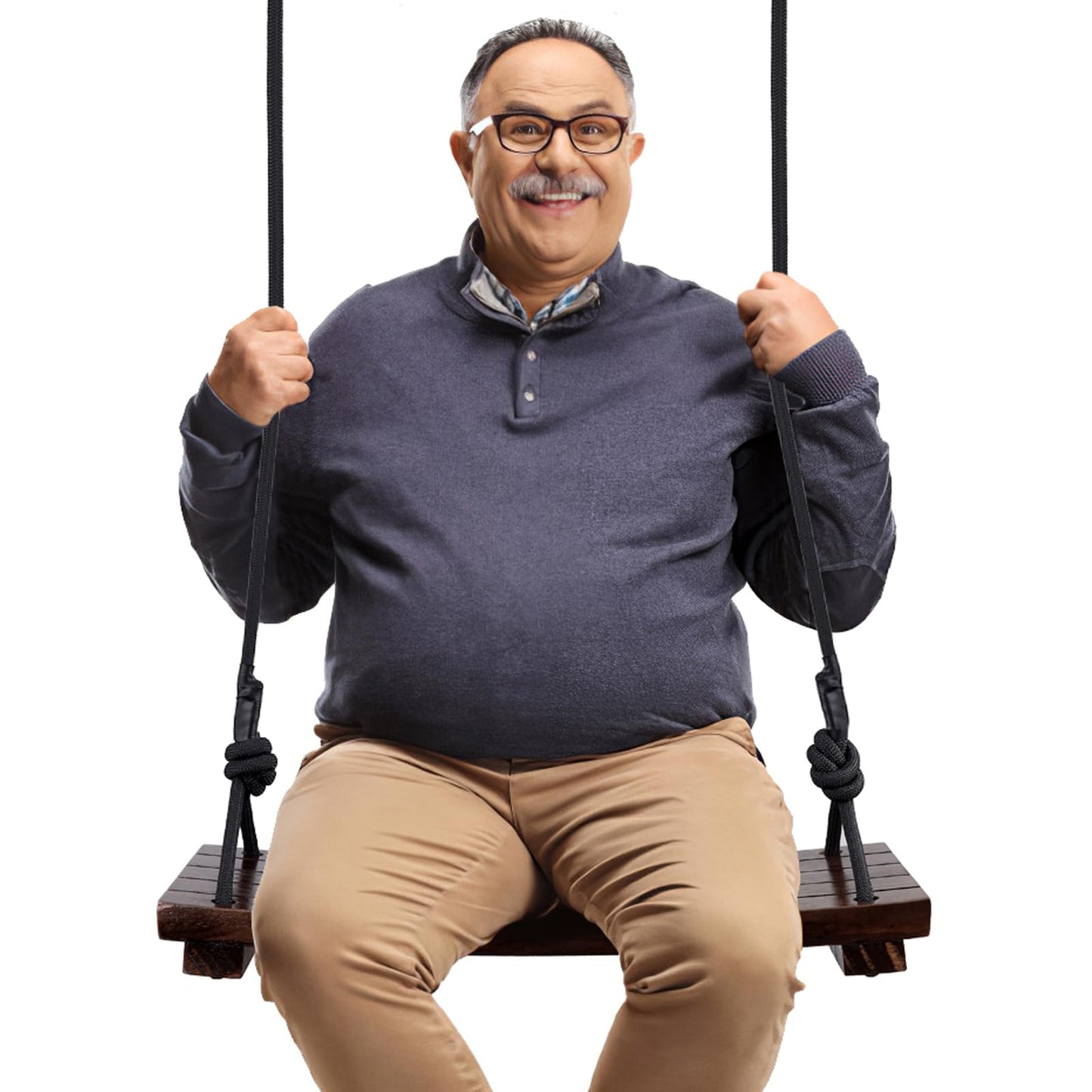 PELLOR Wood Swing Seat – Carbonized Hanging Swing, 550 lb Load, Indoor Outdoor