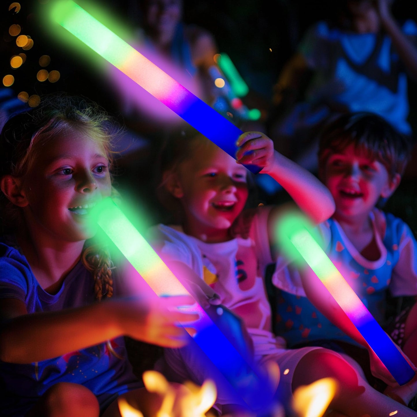 pelreame 55 LED Foam Glow Sticks Bulk - 3 Flash Modes for Parties