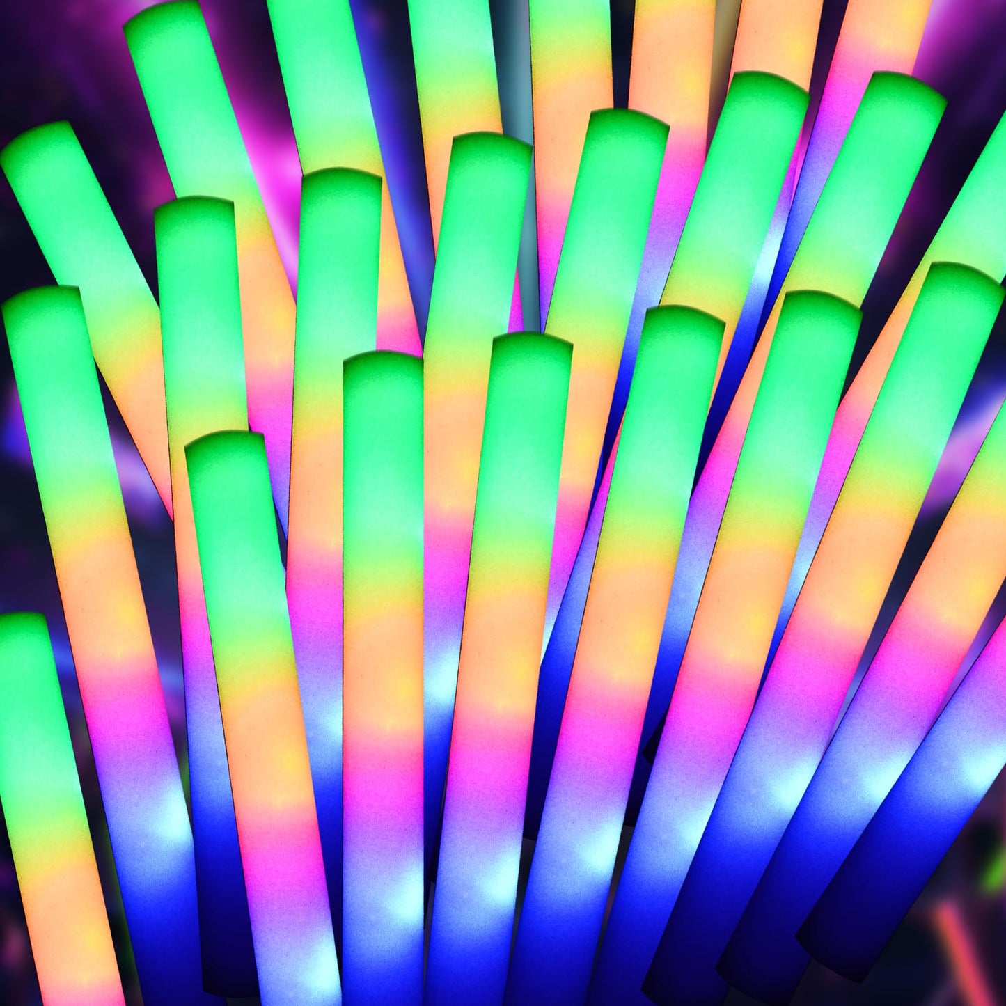 pelreame 55 LED Foam Glow Sticks Bulk - 3 Flash Modes for Parties
