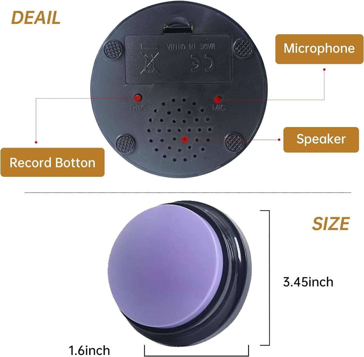 PELTEFLU Voice Recording Button – 30s Pet & Family Interactivity | 4-Color Pack
