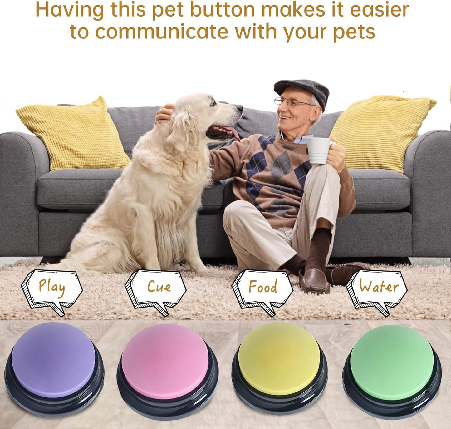 PELTEFLU Voice Recording Button – 30s Pet & Family Interactivity | 4-Color Pack