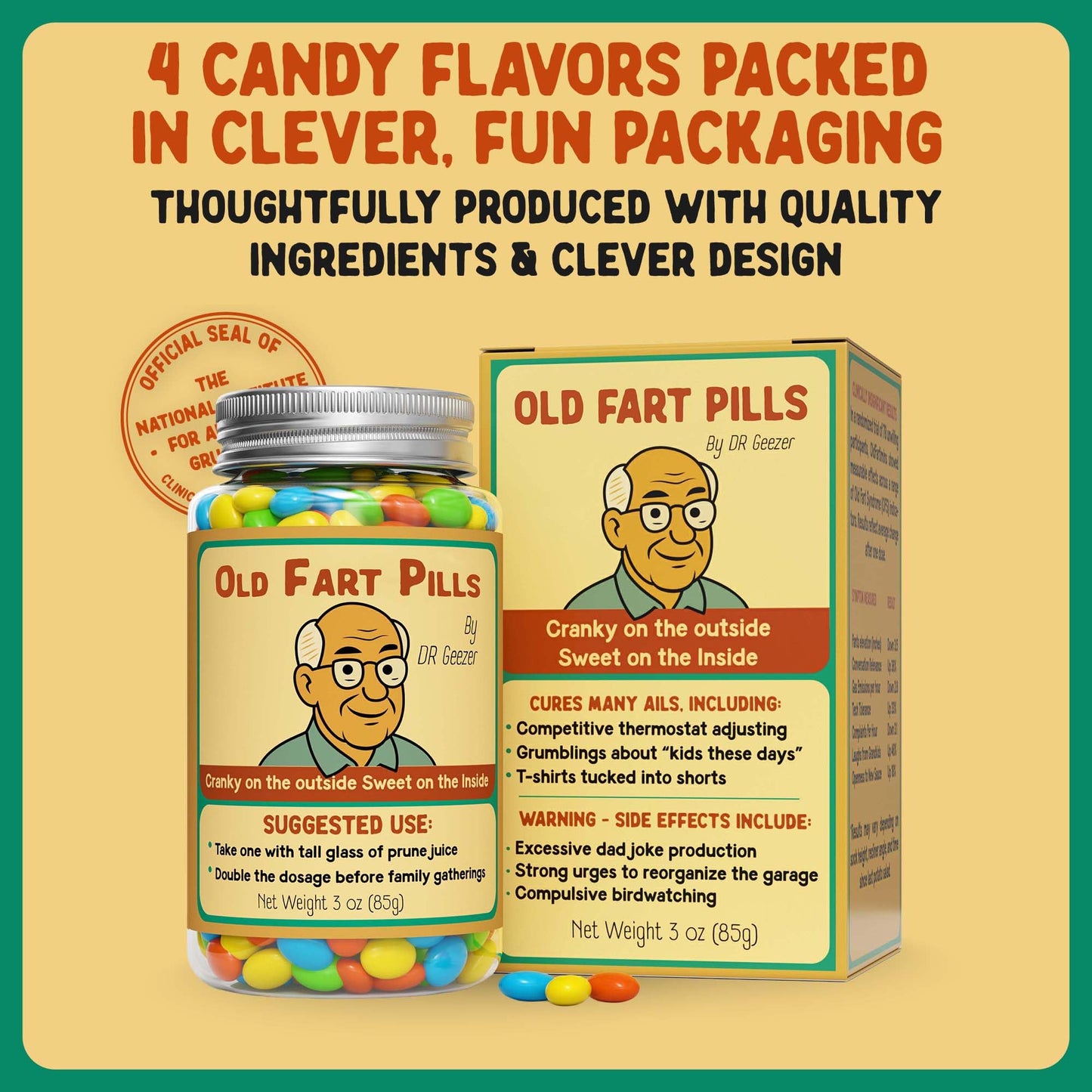 Pelto Old Fart Pills – Funny Gag Candy Bottle for Milestone Birthdays