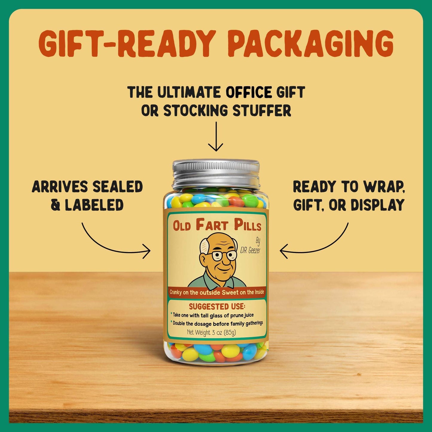 Pelto Old Fart Pills – Funny Gag Candy Bottle for Milestone Birthdays