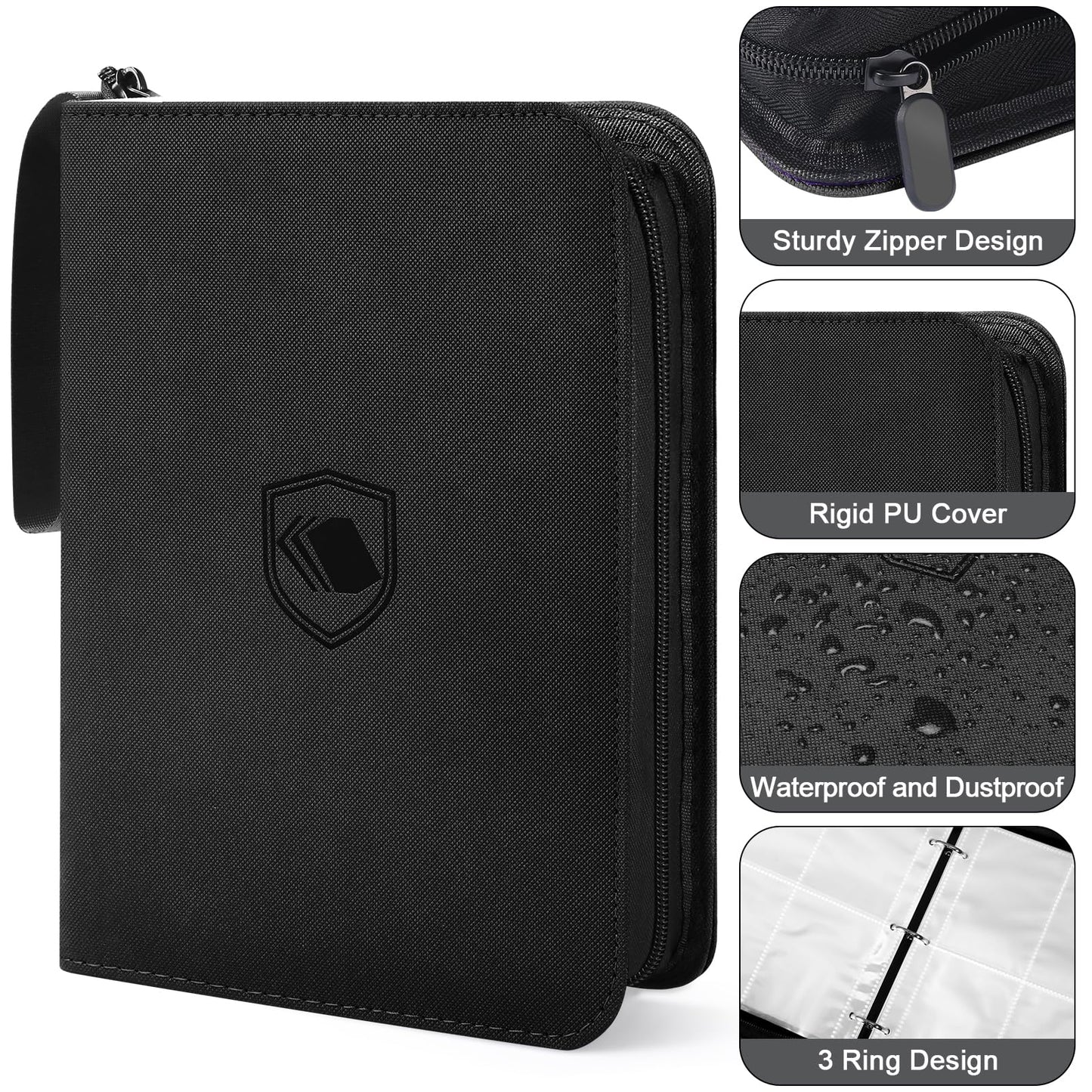 Pemocyny 440-Pocket PU Leather Trading Card Binder – Zipper Album