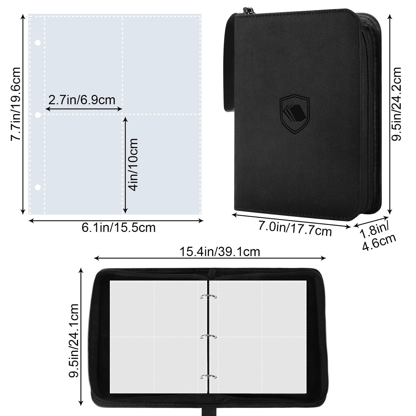 Pemocyny 440-Pocket PU Leather Trading Card Binder – Zipper Album