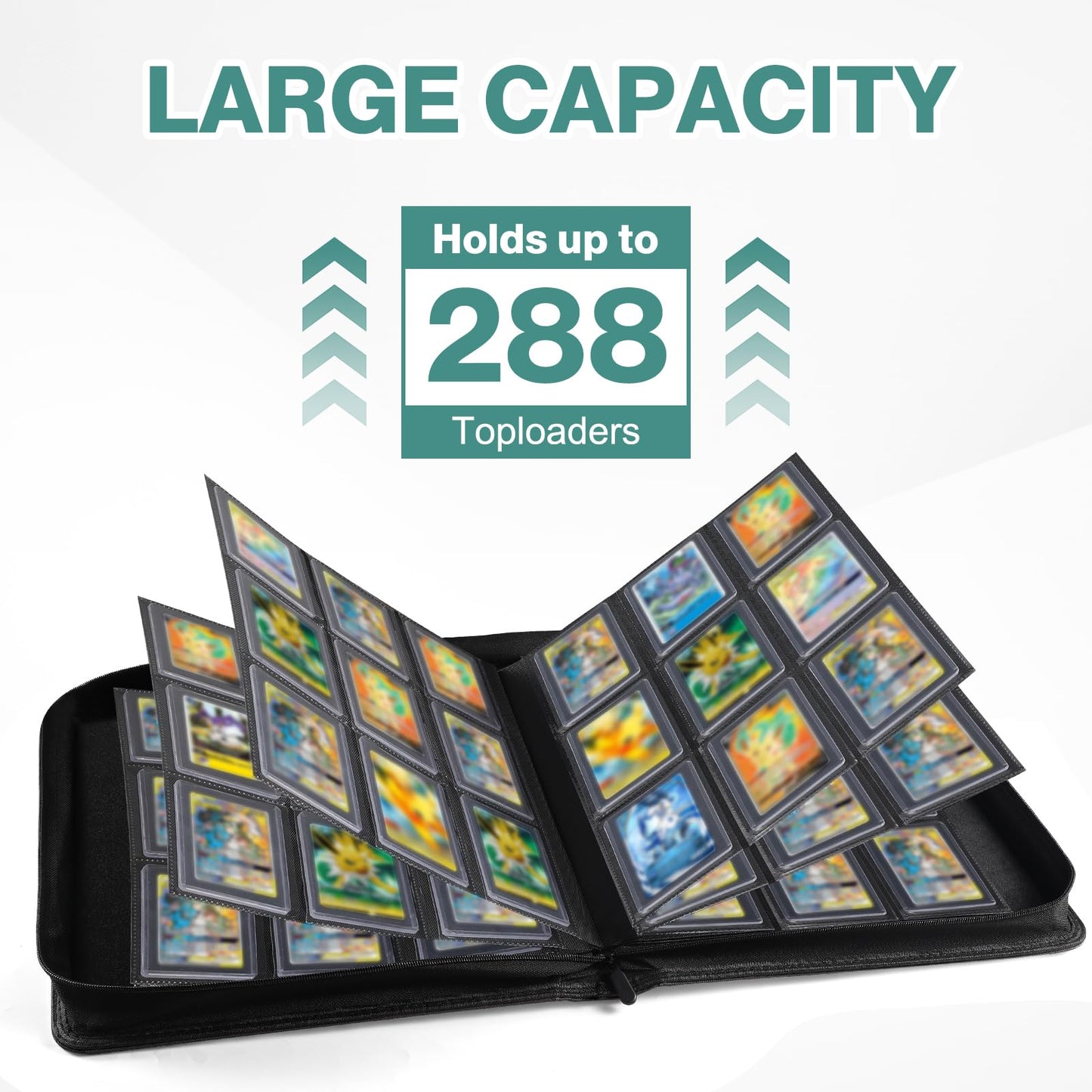 Pemocyny Top Loader Binder – 288 Toploaders & 288 Card Sleeves Included | 9-Pocket Binder for 3x4 Top Loaders