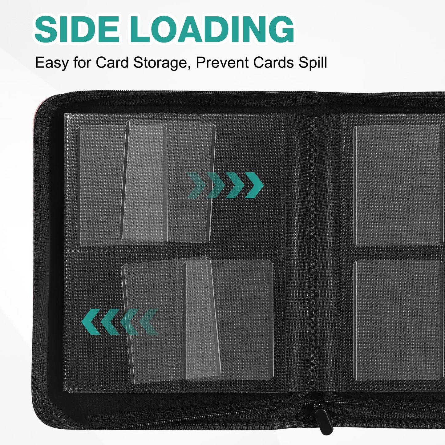 Pemocyny Toploader Binder – 160 Card Capacity, 4-Pocket PU Cover, 100 Toploaders Included