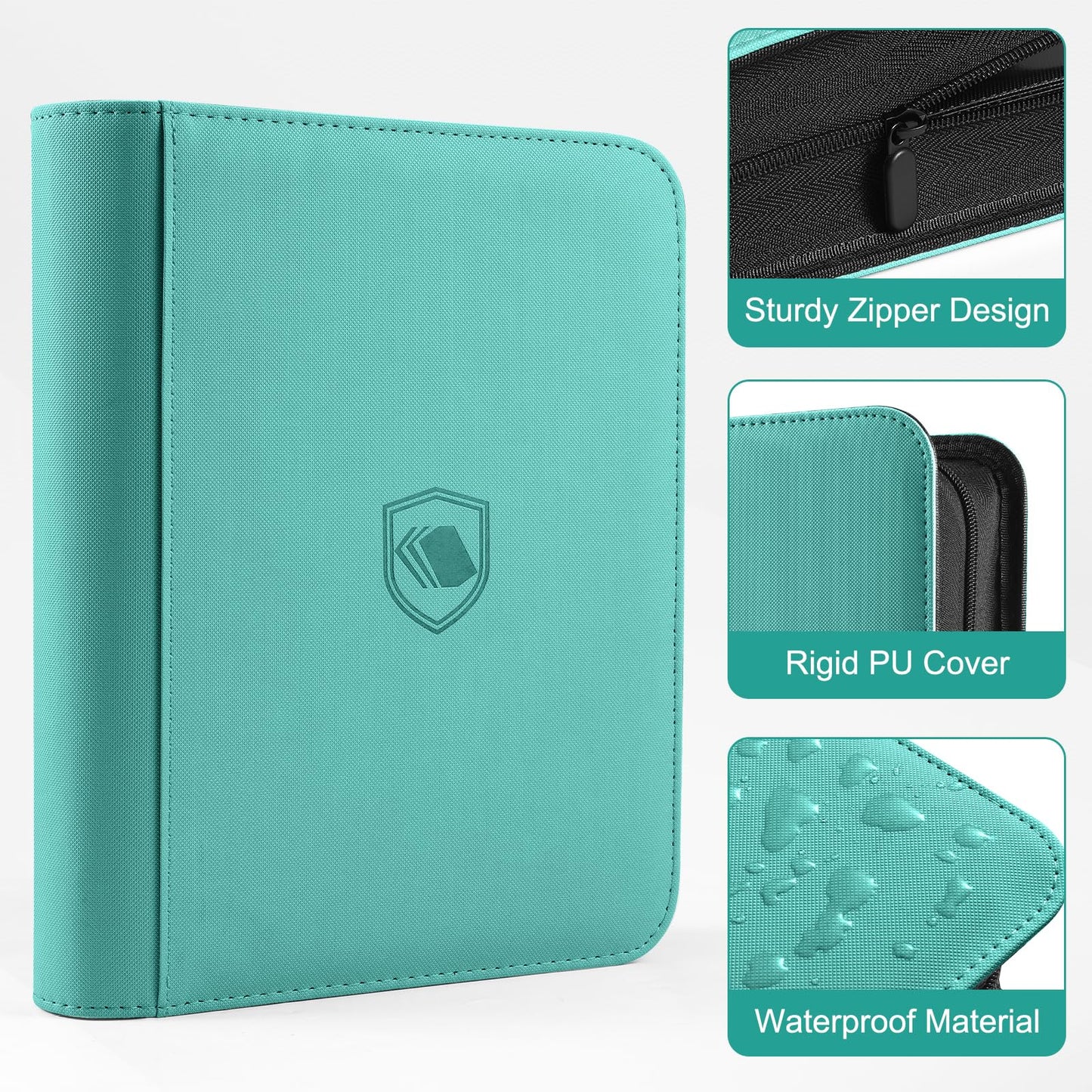 Pemocyny Toploader Binder – 160 Card Capacity, 4-Pocket PU Cover, 100 Toploaders Included