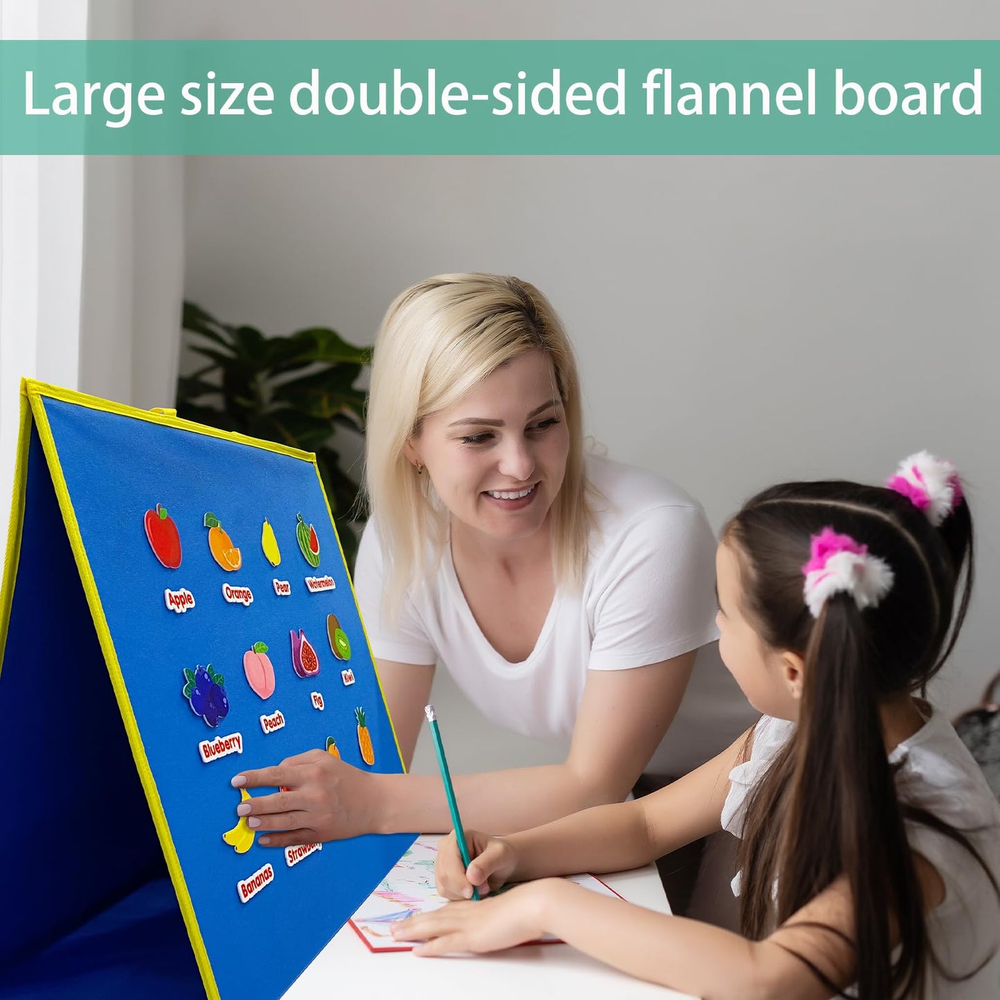 Pengfull Large Felt Flannel Board 22.8 x 19.7 in | Double-Sided Storyboard for Toddlers & Classrooms