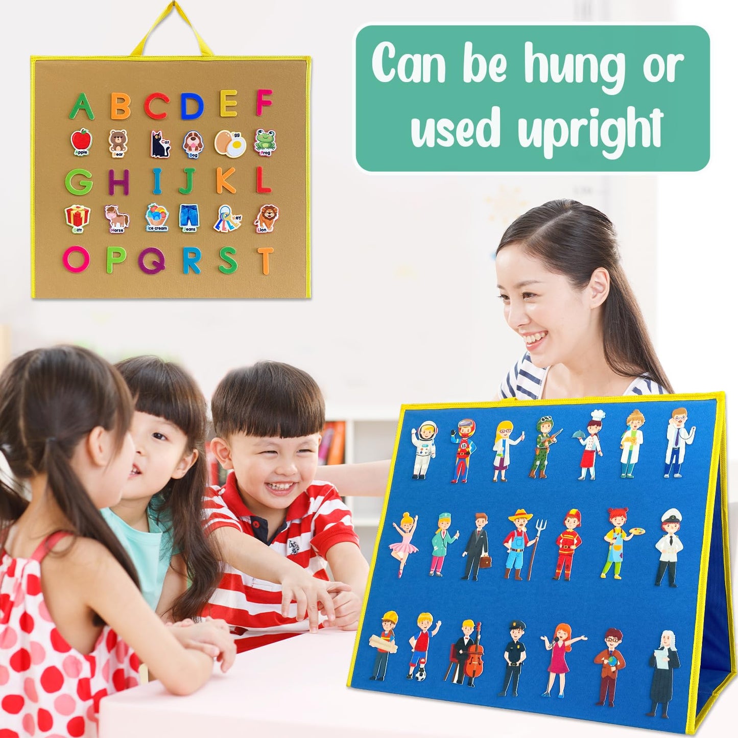 Pengfull Large Felt Flannel Board 22.8 x 19.7 in | Double-Sided Storyboard for Toddlers & Classrooms