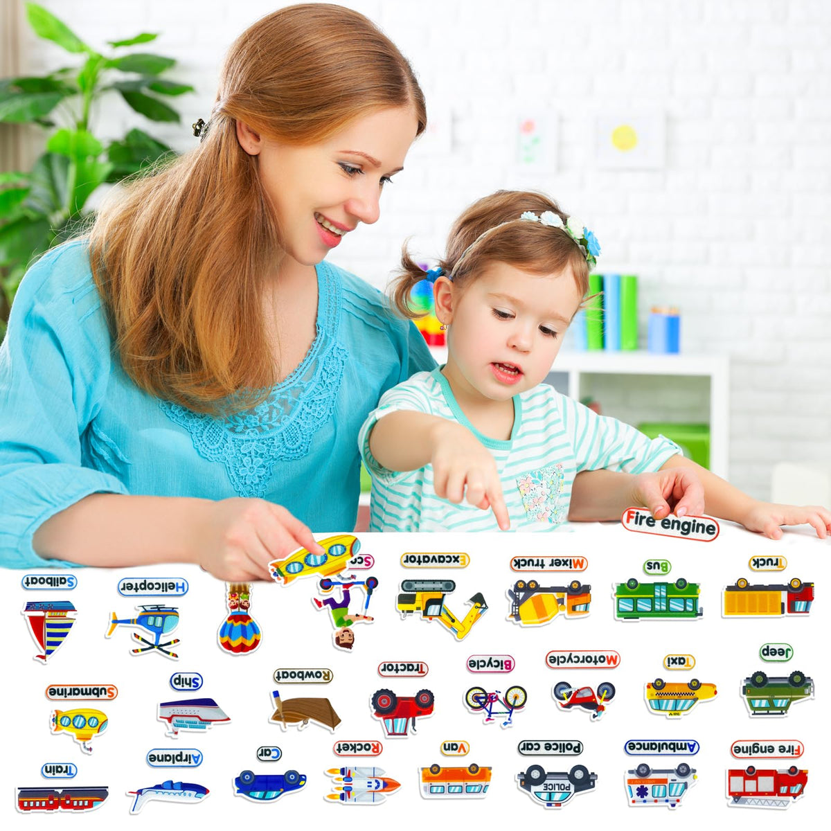 PENGFULL Felt Transportation Vehicles Learning Pieces – 48 Flannel Board Pieces for Toddlers and Preschool