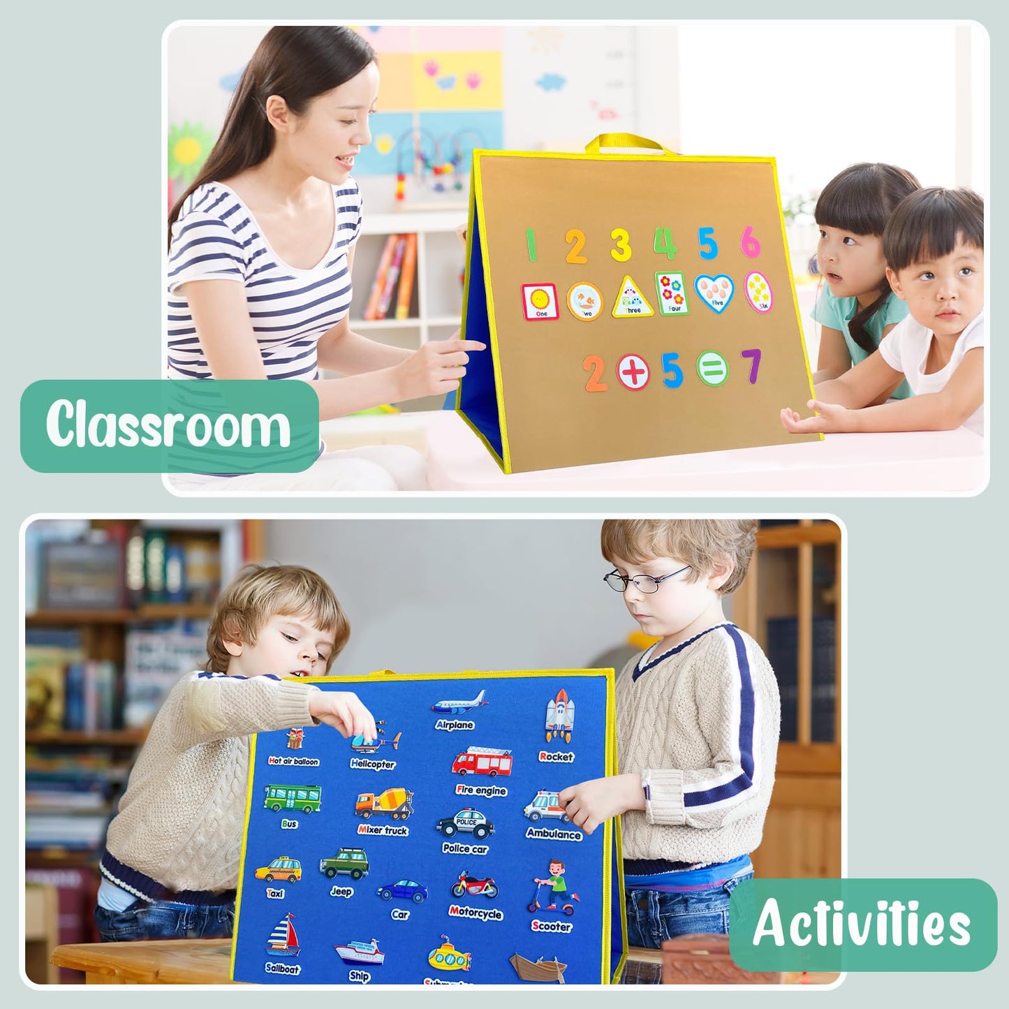 Pengfull Large Felt Flannel Board 22.8 x 19.7 in | Double-Sided Storyboard for Toddlers & Classrooms